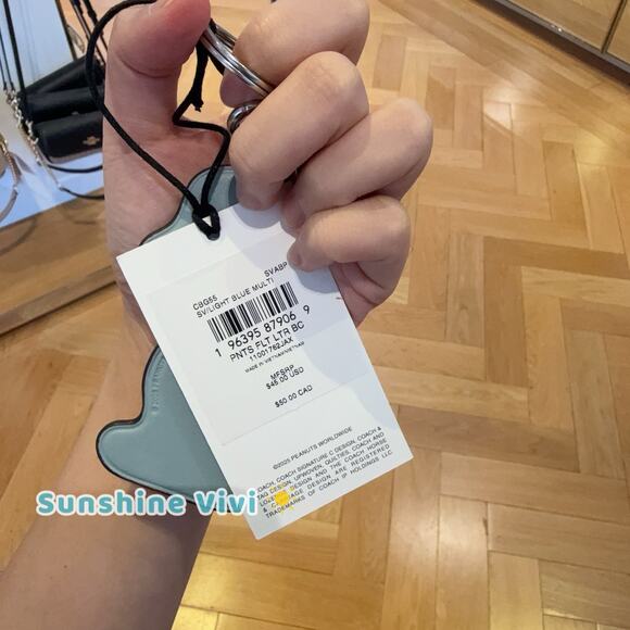 NWT Coach X Peanuts Franklin Bag Charm Sv/Light Blue Multi CBG55 - Picture 2 of 8